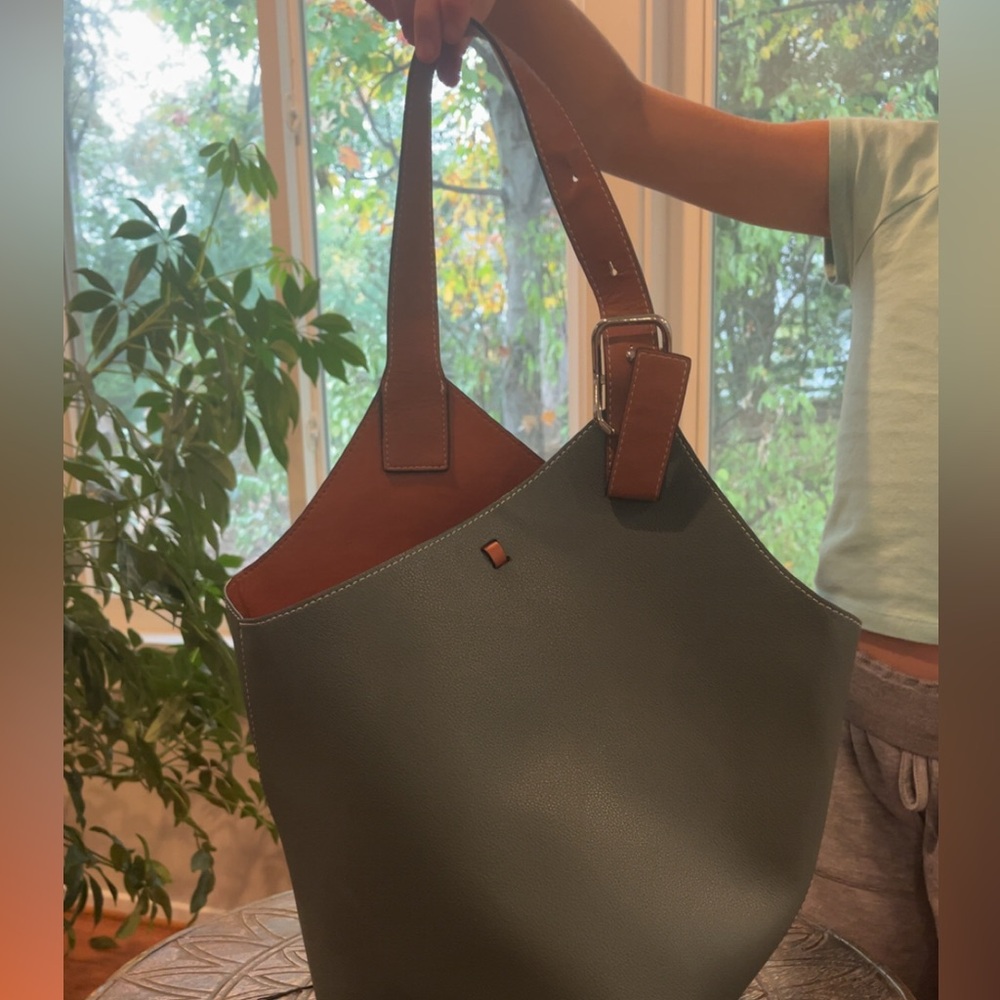 Elegant Green and Brown book bag/ mini tote